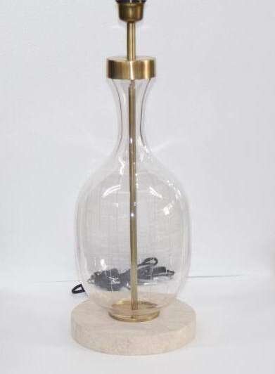 Table Lamp With Travertine Base - 1